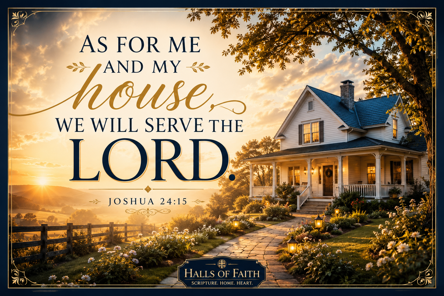 Joshua 24:15 Scripture wall art printable from Halls Of Faith